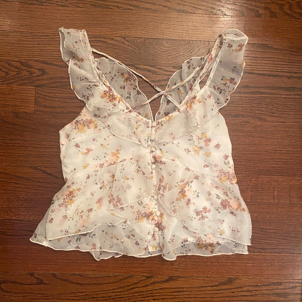 NWOT | Abercrombie & Fitch | Floral Button Up Sheer Babydoll Top | Size S